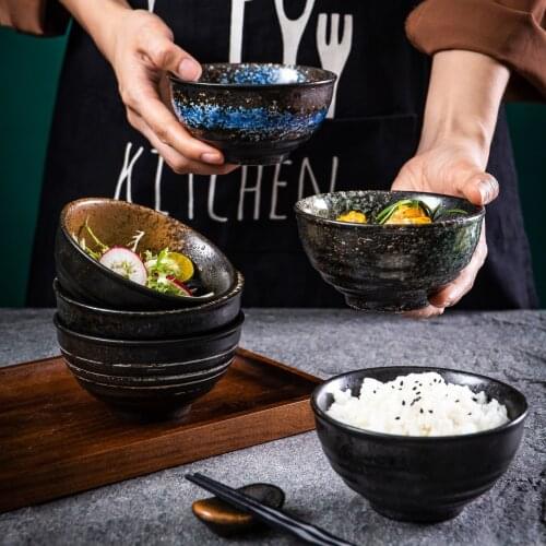 Style Rice Bowl White Rice Bowl Restaurant Set of Round Bowl Household Rice Bowl Soup Bowl Solid Colorand Korean Rice Bowl