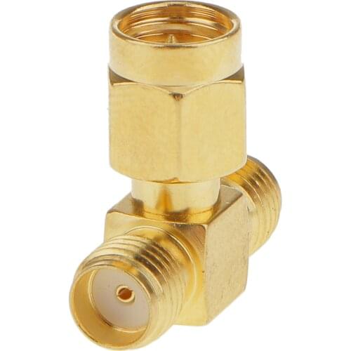 Universal 3 Way Coaxial Adapter Connector SMA Male To Dual RF SMA Female