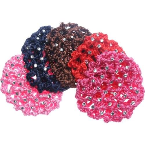 Beautiful Bun Cover Snood Women Hair Net Ballet Dance Skating Crochet Fashion Rhinestone Styling Hairnet Accessories Dropship