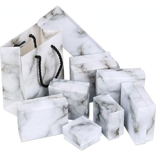 1pc Stone Gray Pattern Jewelry Organizer Storage Gift Box Necklace Earrings Ring Bracelet Paper Box Jewellry Packaging Container