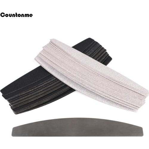 10pcs Double-sided Replacement SandPaper Nail File Pads With Metal Handle Durable Buffer Strips 100/180/240 Boat Polishing File