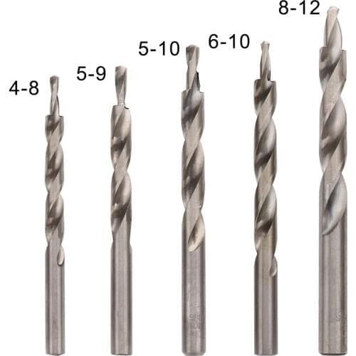 4-8/5-9/5-10/6-10/8-12mm Woodworking Drill Bit Replacement HSS Twist Step Drill Bit Tool for Manual-Pocket Hole System