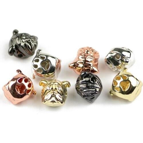 4pcs Gold-plated Pug Dog Charms Pendants Animal Style Spacer Loose Bead Anklet Bracelet Necklace Jewelry DIY Craft Accessories