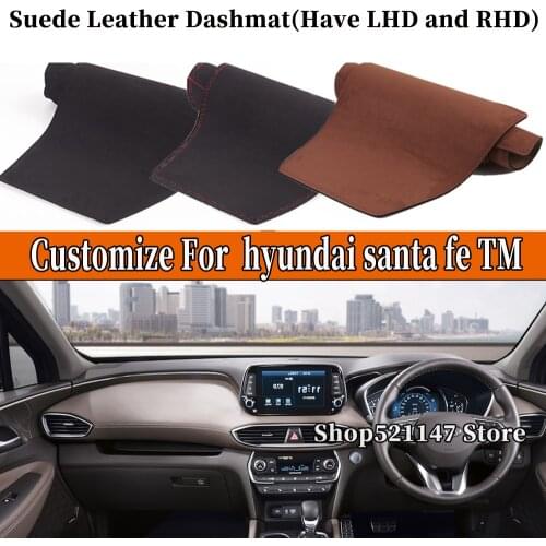 Accessories Car-styling Suede Leather Dashmat Dashboard Cover Dash Mats Carpet For Hyundai Santa Fe 2019 2020 2021 TM LHD RHD
