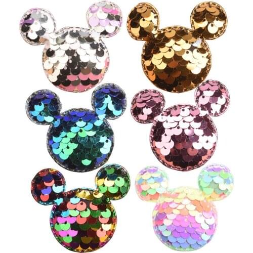 36PCS 2inch Sequin Girls Hair Accessories For Hair Bows DIY Headwrap Accessory Glitter Supplies for Hairclip Hair Barrettes