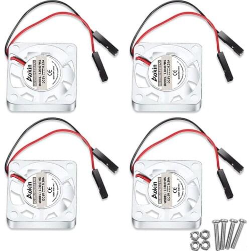 Aokin 4PCS 30x30x7mm Transparent 3007 Brushless CPU 3.3V 5V Cooling Fan for Raspberry Pi 4 Model B, 3 B+, Pi 3, Pi 2, Pi 1 B