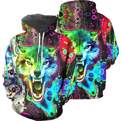Brand Fashion Autumn Hoodies Wolf 3D Printed Men For Women Sweatshirt Unisex Zipper Hoodies Pullover Casual Jacket