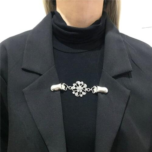 5pcs/set Sweater Cardigan Duckbill Buckle Brooch Silver Color Rhinestone Clip Scarf Collar Dresses Shawl Brooch Clothing Jewelry