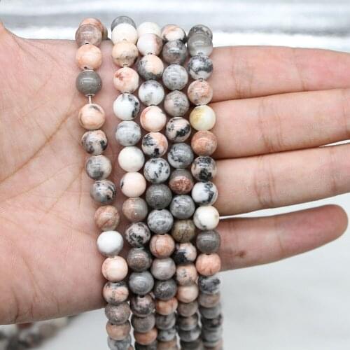 1 strand/lot 4/6/8/10 mm Natural Pink Zebra Bead Stone Jaspers Bead Loose Spacer Beads For Jewelry Making Findings DIY Bracelet