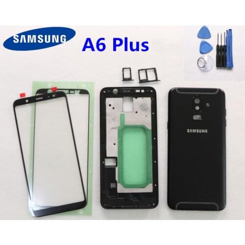 SAMSUNG Galaxy A6 Plus 2018 A605 A605F SN-A605FN Full Housing cover case Back Cover door A6+ LCD panel Middle frame Battery door