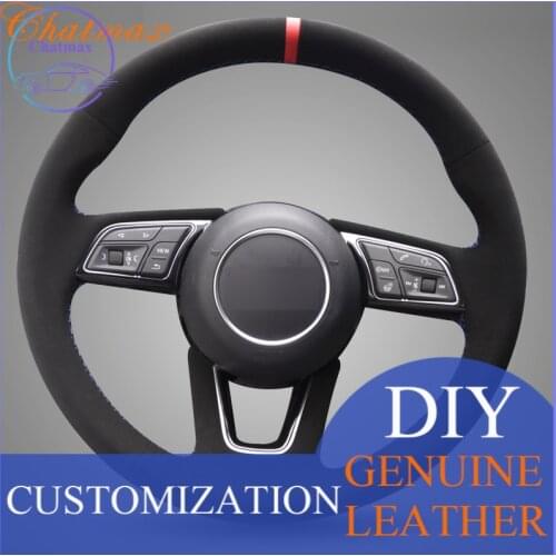 Car Steering Wheel Cover Individual Customize of Black Suede Leather for Audi A1 8X Sportback A3 8V A4 B9 Avant A5 F5 Q2