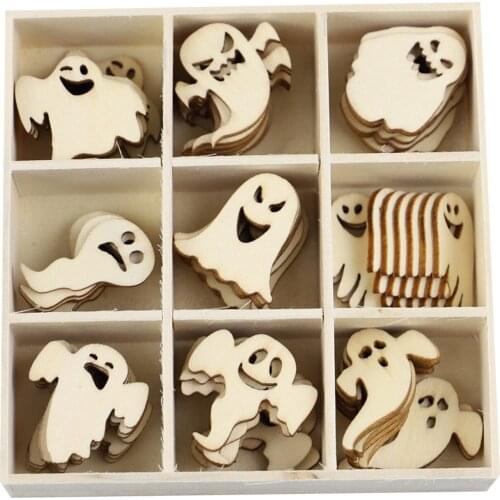 Halloween Pumpkin Skull Ghost Wooden Pendant For Diy Wood Craft Home Party Decor Kids Gift Hanging Halloween Decoration #P3