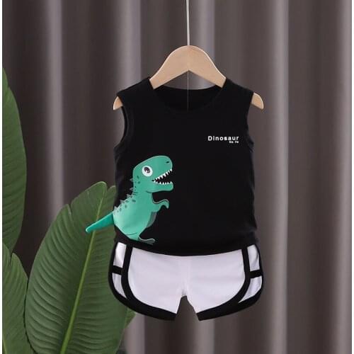 2021 Kids Short-sleeved Suits,summer Clothes Baby Boys Dinosaur Tshirts + Cotton Shorts Set Girls Casual Pajamas Outfits Suit