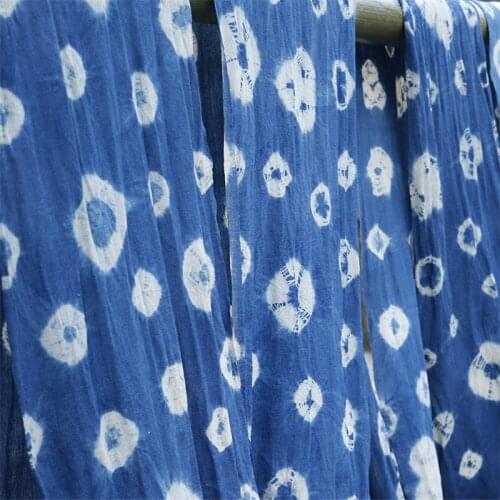 PVDF11 Indigo Plants Tie-dyed Cotton Fabrics Bedding/Clothings/Sashiko/Patchwork/Decoration/Door Curtain Blue Cotton Fabrics
