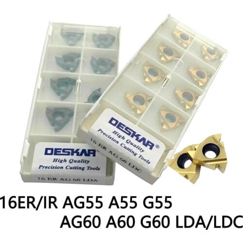 10PCS DESKAR 16ER AG60 A60 G60 AG55 A55 G55 LDA 16IR AG60 AG55 LDC Threading Insert Turning tools for Indexable tungsten carbide