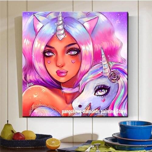 5D DIY Diamond Painting Full Square/Round New Arrival Unicorn Girl Diamond Embroidery Sale Cartoon Animal Mosaic Sale Wall Art