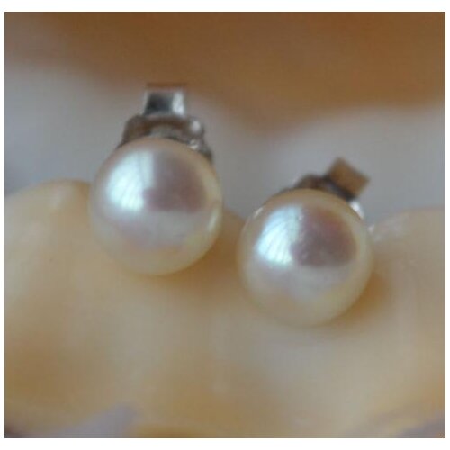 Favorite Real Pearl Earrings AA 6-6.5MM White Natural Freshwater Pearl Earrings S925 Silver Stud Jewelry Charming Women Gift