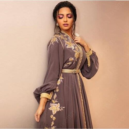 Moroccan Dubai Kaftan Lace Evening Dresses 2021 Embroidery Appliques Long Formal Dress Full Sleeve Arabic Muslim Party Gowns