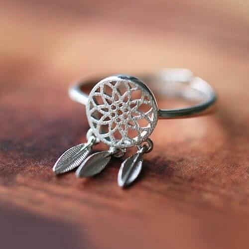 Fashion network Rings Hollow Feather Rings Adjustable Opening Rings Gold/Silver Color For Female Girls Gift