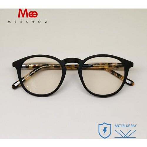 Meeshow Anti Blue Ray Reading Glasses 2020 Acetate blue blocking Advanced Eyeglasses Men Women Computer Lens With diopter 7921BK
