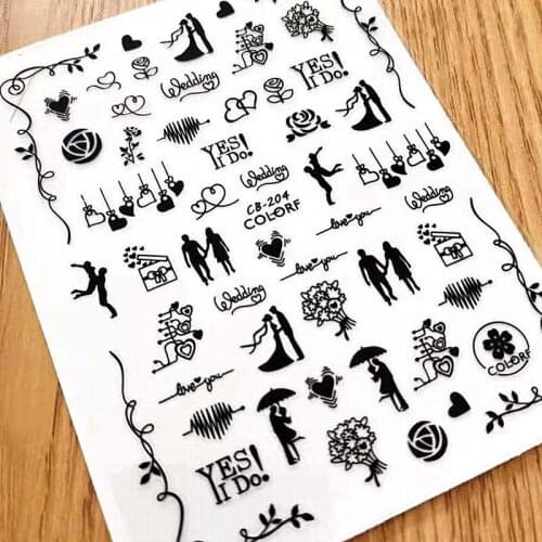 Newest CB204 3D design 3d nail sticker decal export Japan rhinestiones DIY decorations for nail wraps