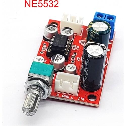 NE5532/AD828 Op Amp Preamplifier Board Single Power Supply With Volume Potentiometer