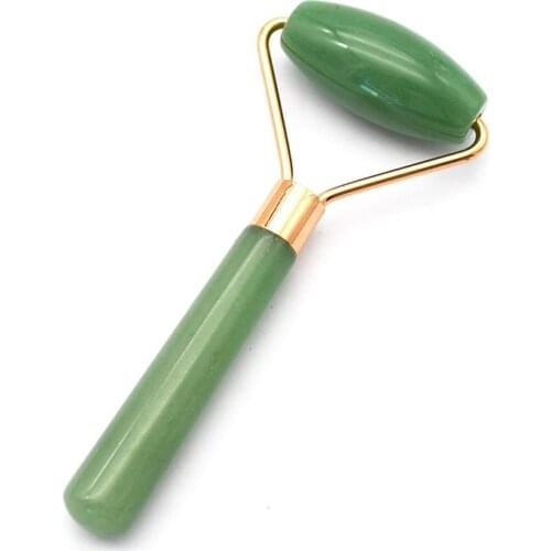 Small Green Aventurine Jade Roller Straight Handle To Massage Neck, Face ,Eye Area Anti-Fine Line