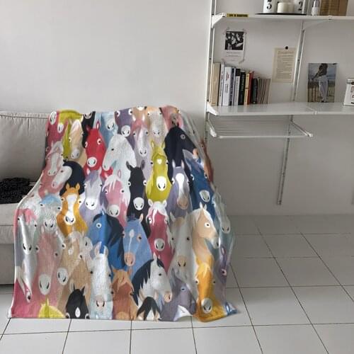 Sofa Throw Blanket Horse Colorful Cartoon Airplane/travel/adult Bedroom On Bed Soft Flannel Blanket Bedspread Home Textile Decor