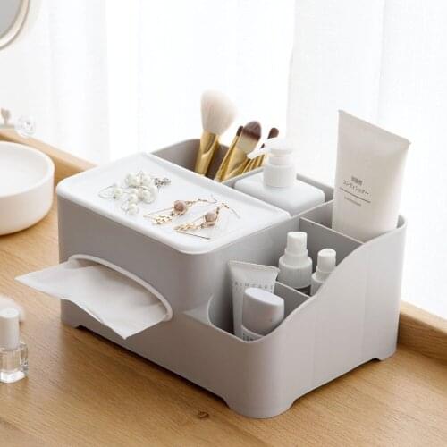 OTHERHOUSE Makeup Organizer Tissue Box Desktop Storage Box Case Phone Brush Holder Cosmetics Container Roll Paper Napkin Holder