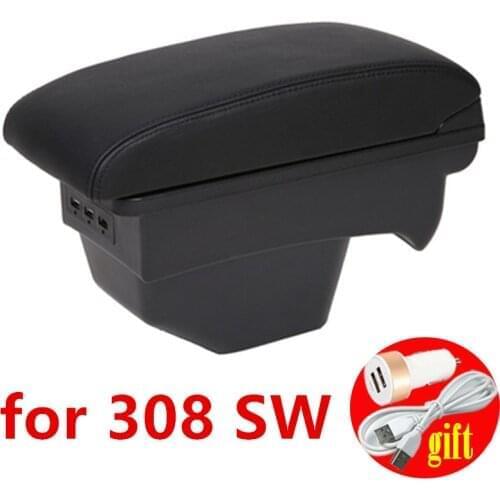 For 308 SW armrest box universal car center console caja modification accessories with USB No assembly