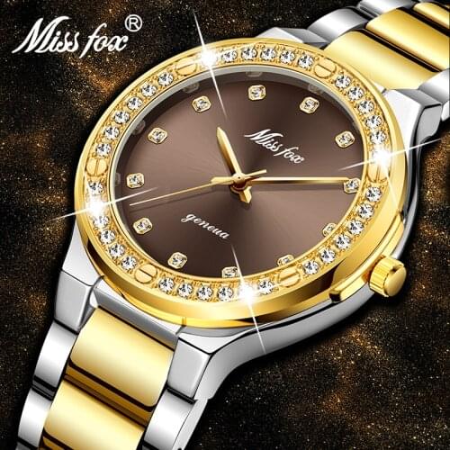 MISSFOX Casual Watches For Women Jewelry 2020 Luxury Brand Wrist Watch With Diamond Case Waterproof Steel bracelet For Clock New