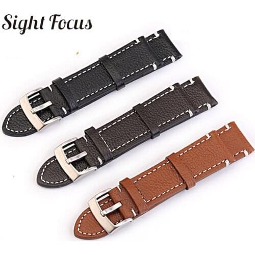 24MM Leather Watchband for Suunto 9 Ambit 3 Vertical strap Spartan Sport HR Watch Band Steel Buckle Wrist Traverse Strap
