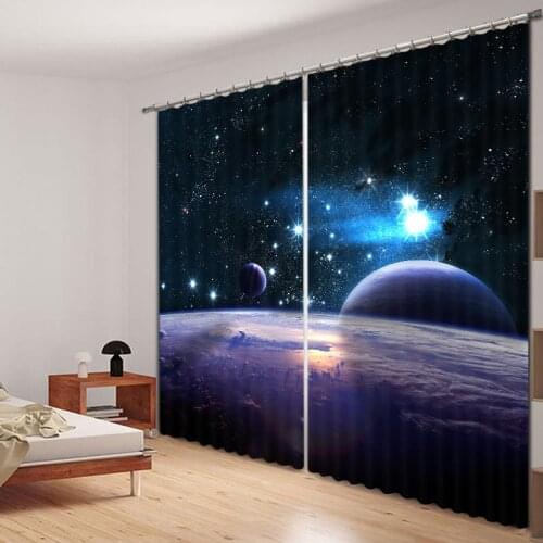 Customized Star space Luxury 3D Blackout Window Curtain Drapes For Living room Bed room Hotel Wall Tapestry Cortinas