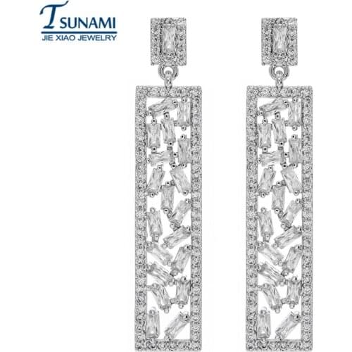 Luxury fashion rectangle AAA zircon earrings Its the best jewelry stud for female friends at all occasions ER-153