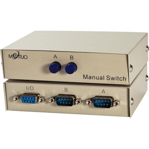 2 Port RS-232C DB9 Manual Switch for PC RS232 serial port switch sharing Splitter device Steel Case MT-232-2