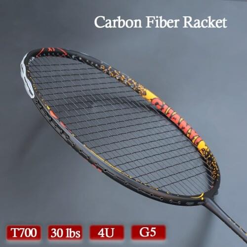 T700 Carbon Fiver Ultralight 4U 80-84g Badminton Racket 28-30LBS Professional Offensive Type Racquet Strung Rackets With Bags