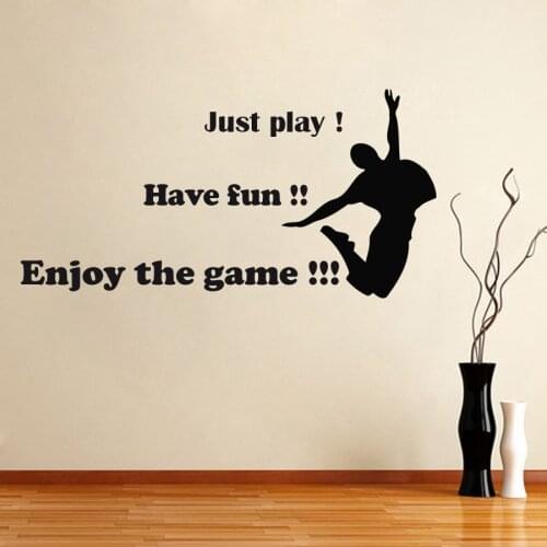 Enjoy The Game Jumping Man Silhouette Wall Sticker Home Decor Vinyl Removable Living Room Bedroom Sport Art Murals