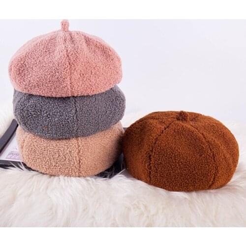 Lady Spring Winter Berets Hat Painter Style Hat Women Wool Vintage Berets Solid Color Caps Female Bonnet Warm Walking Cap