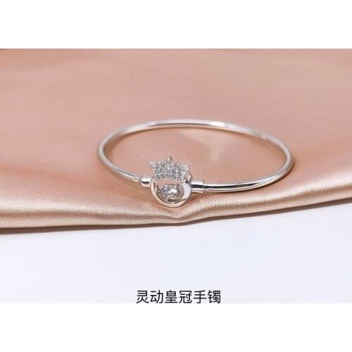 Fine jewelry 925 sterling silver bangle Crown Zircon jewelry adjustable bangle sterling silver bangle bracelet diamond women
