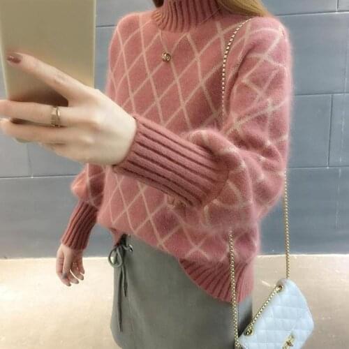 Autumn 2021 New Womens Spring Autumn Lattice Turtleneck Knitted Sweaters Women Casual Pullovers Sweater Long sleeve Knit Jumper