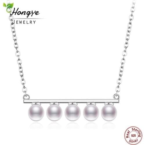 Hongye 2020 A Row of Pearl Short Necklace 925 Sterling Silver & Natural Freshwater pearl Necklace For Woman Fine Jewelry Gifts
