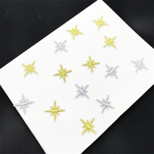 100Pc Gold/Silver Star Applique Clothing Embroidery Patch Fabric Sticker Iron On Patch Craft Sewing Repair Embroidered 3X3cm