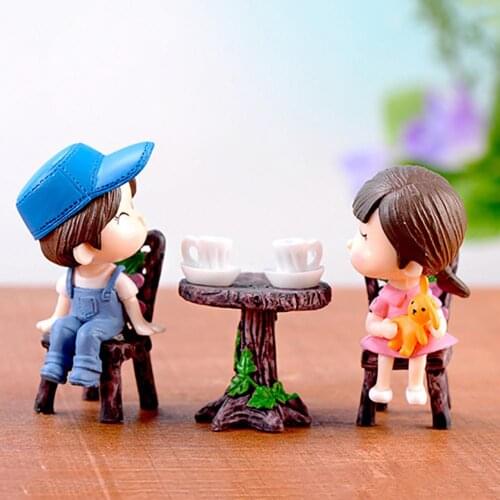 3Pcs/Set Cute Table Chair Micro Landscape Ornament Fairy Garden Miniature Decor Miniature Landscape DIY Ornament Crafts