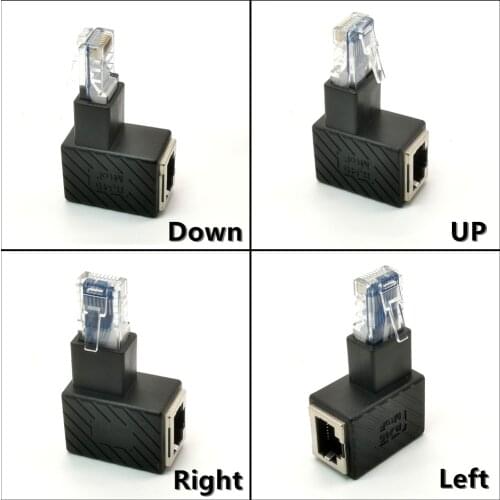 90 Degree 270 Degree Up Down Left Right Multi-angle RJ45 Cat 5e 6e Cat7 Male to Female Lan Ethernet Network Extension Adapter