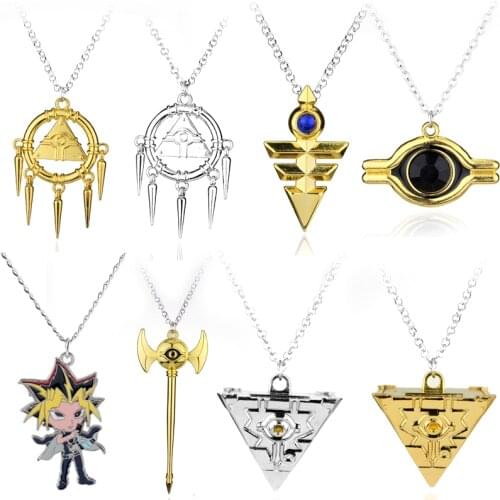 Anime Yu Gi Oh Chain Necklace Yu-Gi-Oh AIBO Yugi Muto ATEM Figure Necklace Yugioh Millenium Puzzle Charm Pendant Necklace