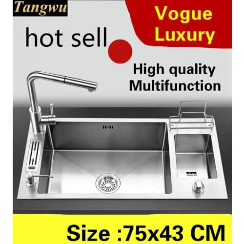 Free shipping Home vogue kitchen manual sink single trough wash vegetables high quality 304 stainless steel hot sell 750x430 MM