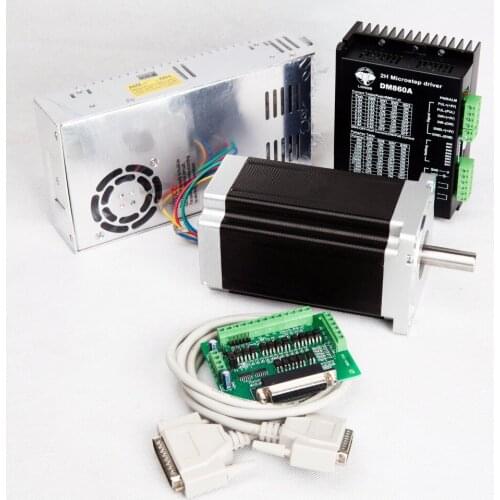 Free Ship to US/EU Stepper Motor 1Axis Nema34 1232ozin 34HS1456 5.6A &DM860A Driver Power SupplyCNC Kits High Torque Low Noise