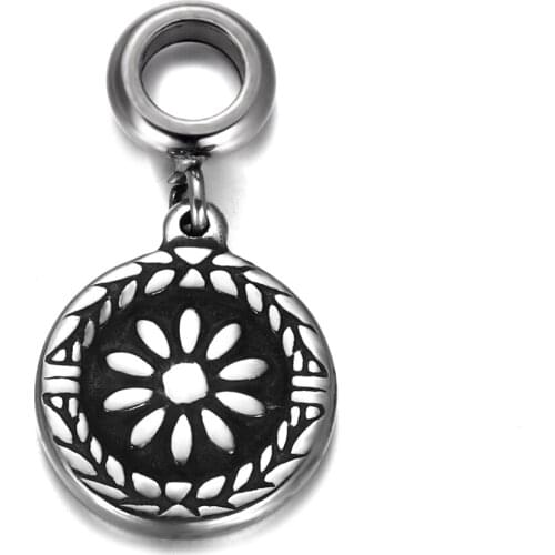 316L Stainless Steel Spacer Bail Beads with Flower Charms 5mm Hole Polished Metal Charm Accessories DIY Bracelet Jewelry Making