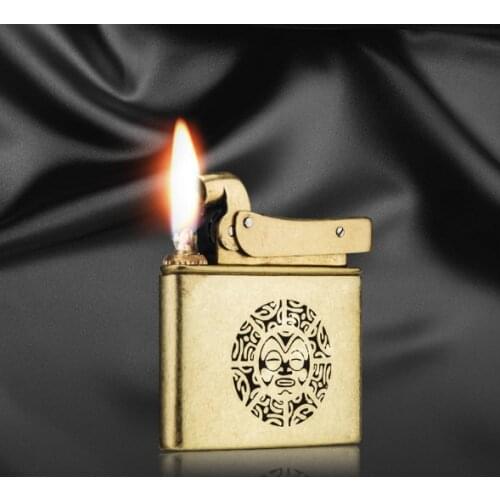 Honest Vintage pure brass kerosene lighter creative ignition personality classic nostalgic lighter