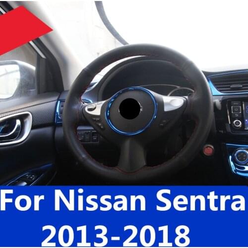 Steering wheel decorative circle sequins bright interior refit stickers decoration car Accessories For Nissan Sentra 2013-2018